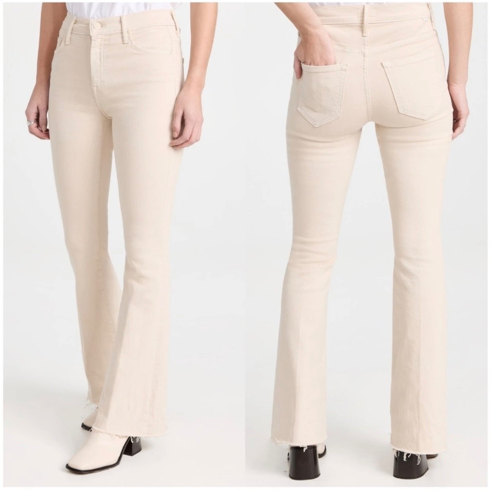 Mother The Weekender Fray Jean Flare Play Date Women's Size 27 Cream